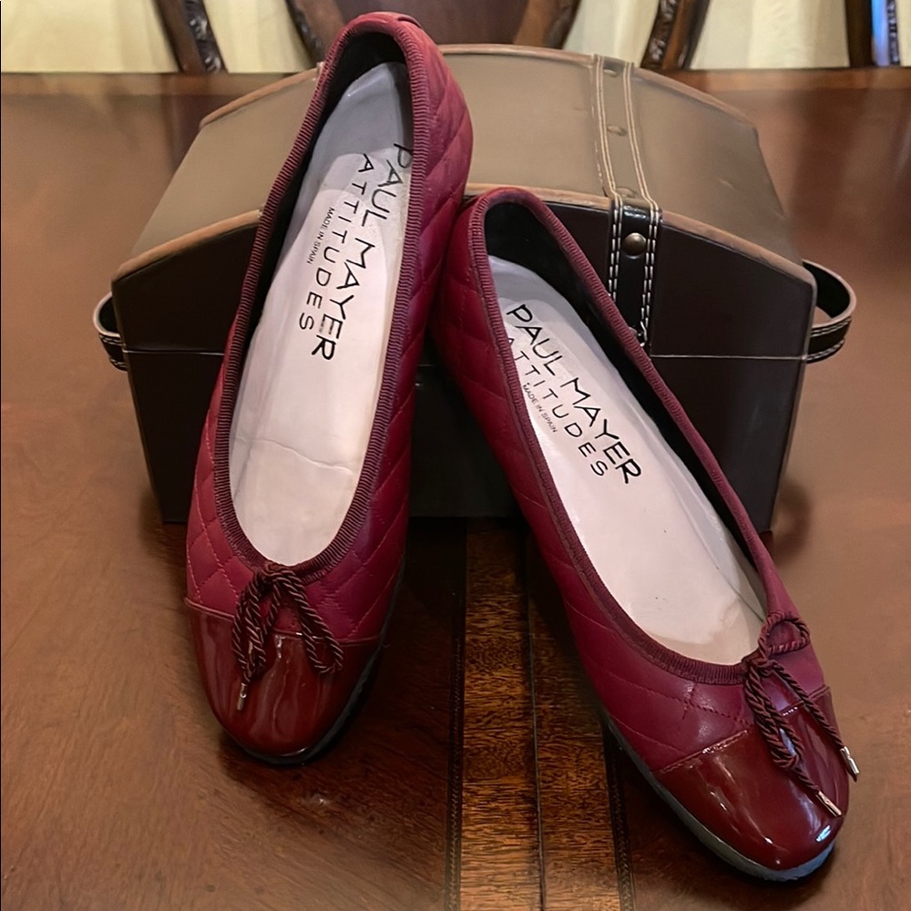 Paul Mayer Red Flats with Decorative Toe